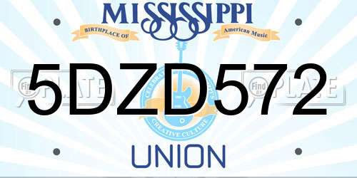 5DZD572 Mississippi License Plate