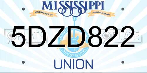 5DZD822 Mississippi License Plate