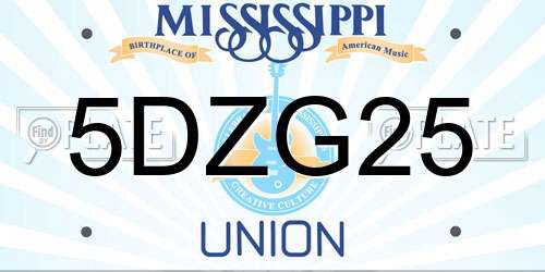 5DZG25 Mississippi License Plate