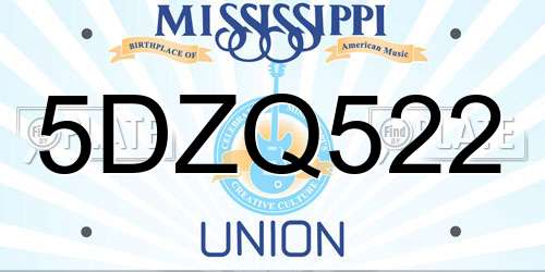 5DZQ522 Mississippi License Plate