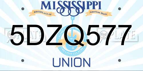 5DZQ577 Mississippi License Plate