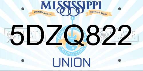 5DZQ822 Mississippi License Plate