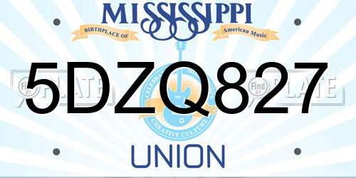 5DZQ827 Mississippi License Plate