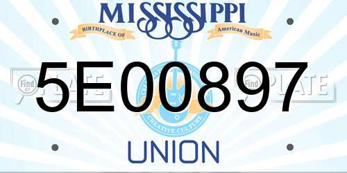 5E00897 Mississippi License Plate
