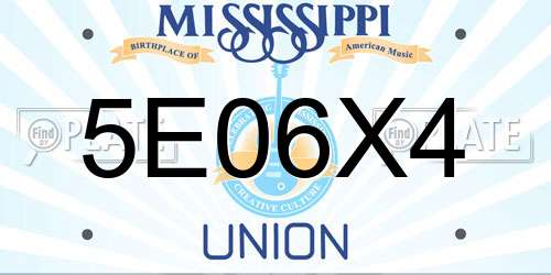 5E06X4 Mississippi License Plate