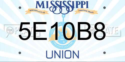 5E10B8 Mississippi License Plate