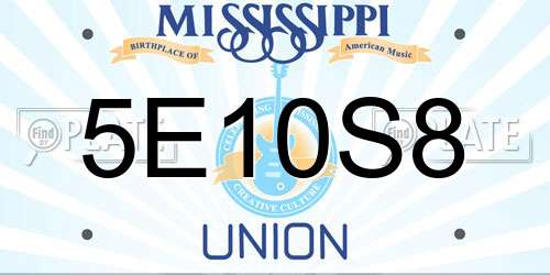 5E10S8 Mississippi License Plate