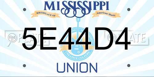 5E44D4 Mississippi License Plate