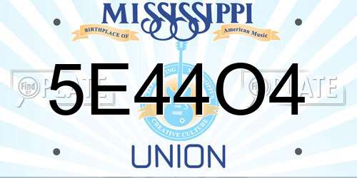 5E44O4 Mississippi License Plate
