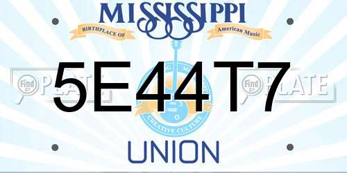 5E44T7 Mississippi License Plate