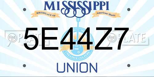 5E44Z7 Mississippi License Plate