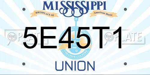 5E45T1 Mississippi License Plate