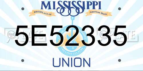 5E52335 Mississippi License Plate