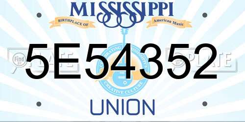 5E54352 Mississippi License Plate