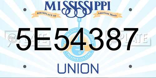 5E54387 Mississippi License Plate