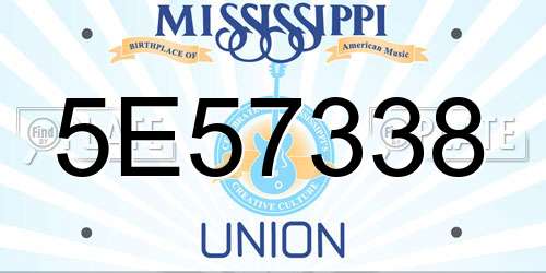 5E57338 Mississippi License Plate