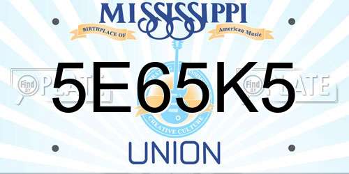 5E65K5 Mississippi License Plate