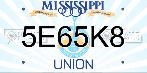 5E65K8 Mississippi License Plate