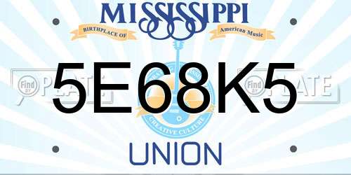5E68K5 Mississippi License Plate