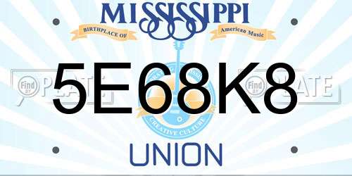 5E68K8 Mississippi License Plate