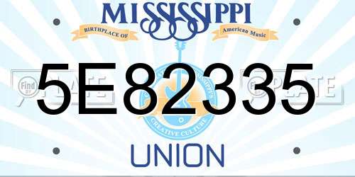 5E82335 Mississippi License Plate