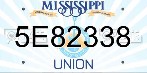 5E82338 Mississippi License Plate