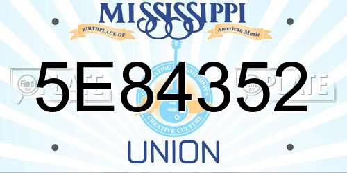 5E84352 Mississippi License Plate