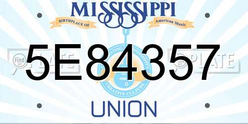 5E84357 Mississippi License Plate