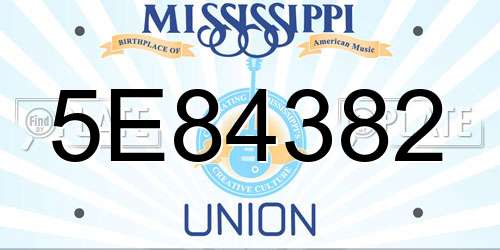 5E84382 Mississippi License Plate