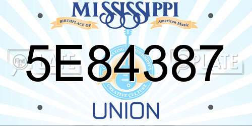 5E84387 Mississippi License Plate