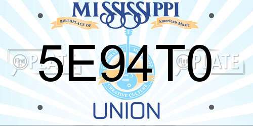 5E94T0 Mississippi License Plate