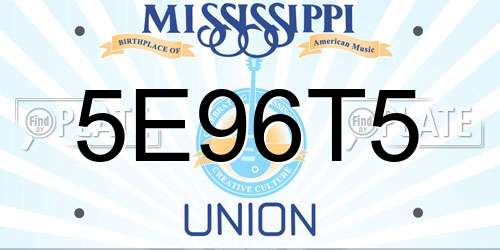 5E96T5 Mississippi License Plate