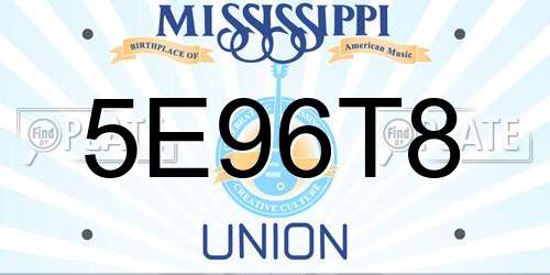 5E96T8 Mississippi License Plate