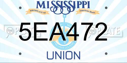 5EA472 Mississippi License Plate