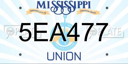 5EA477 Mississippi License Plate