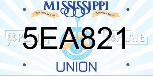 5EA821 Mississippi License Plate