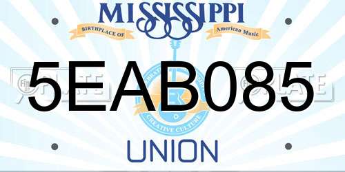 5EAB085 Mississippi License Plate