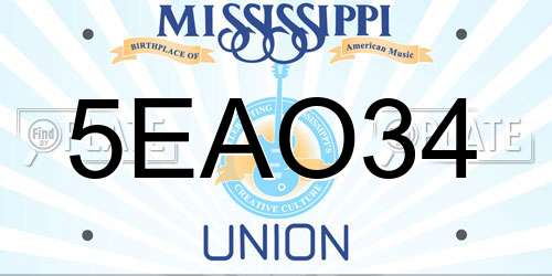 5EAO34 Mississippi License Plate