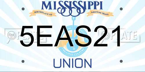 5EAS21 Mississippi License Plate