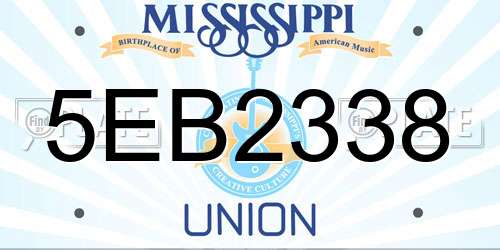 5EB2338 Mississippi License Plate