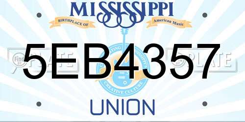 5EB4357 Mississippi License Plate