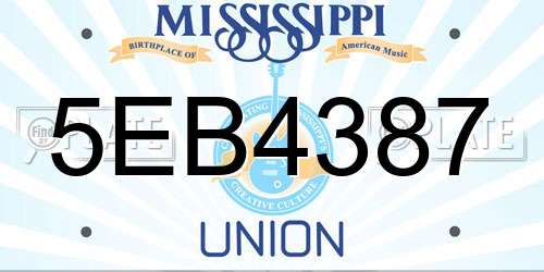 5EB4387 Mississippi License Plate