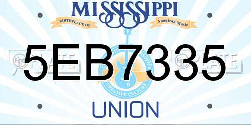 5EB7335 Mississippi License Plate