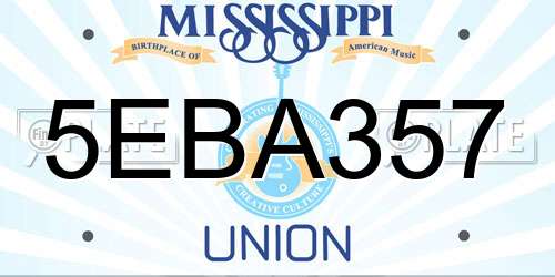 5EBA357 Mississippi License Plate