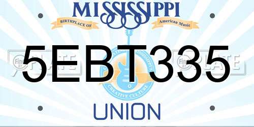 5EBT335 Mississippi License Plate