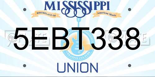 5EBT338 Mississippi License Plate