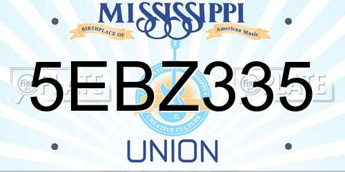 5EBZ335 Mississippi License Plate