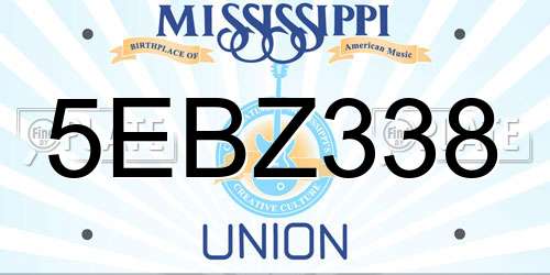 5EBZ338 Mississippi License Plate