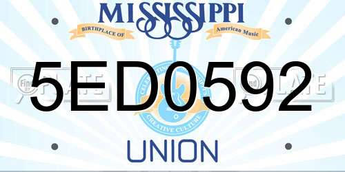 5ED0592 Mississippi License Plate