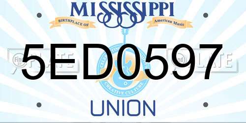 5ED0597 Mississippi License Plate